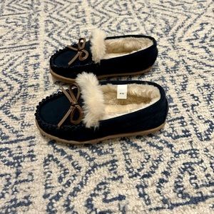 New Without Tags J.Crew Crewcuts Navy Suede Kids Slippers